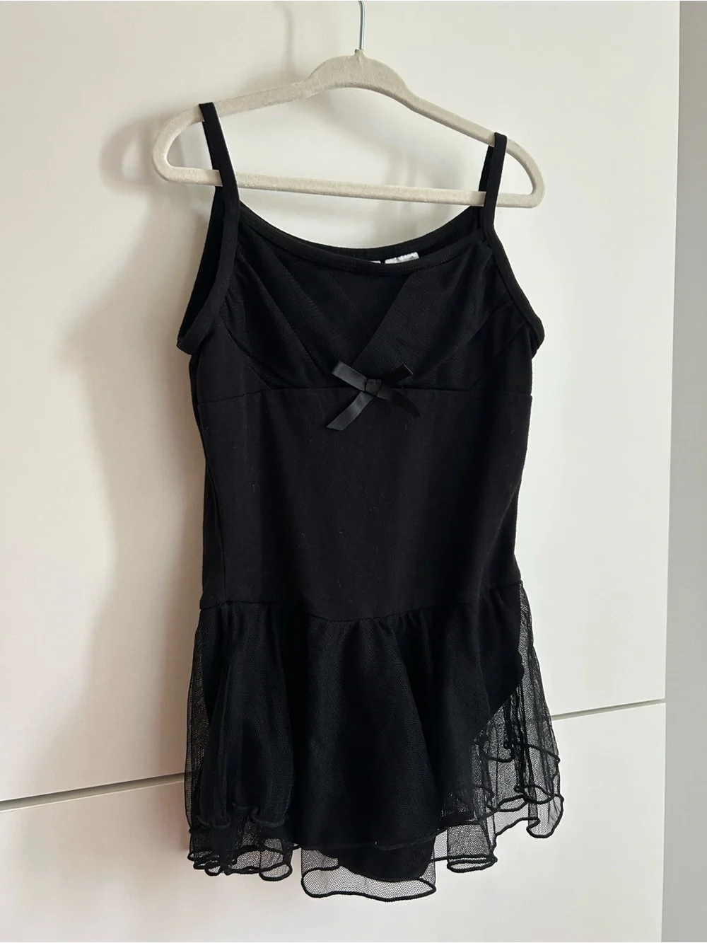 Freestyle Black Sleeveless Ballet Dress with Bow and Mesh Skirt - 7/8